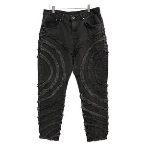 Ragged Jeans Jeans Mens 34 Black‎ Dark Wash Distressed Frayed Tapered Denim